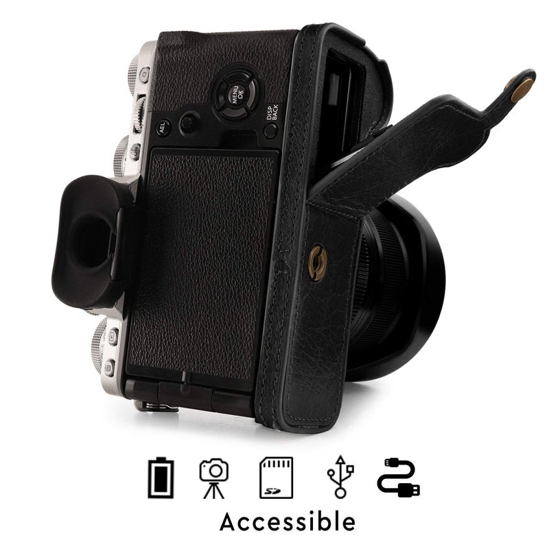 MegaGear MG1923 Ever Ready Genuine Leather Camera Half Case Compatible with Fujifilm X-T4 - Black - Image 4